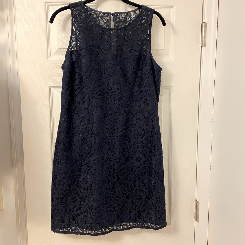 J. Crew Lace Navy Tank Dress